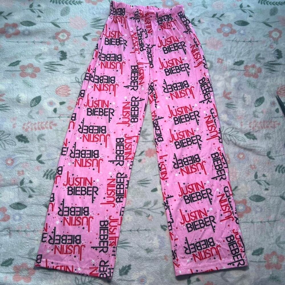 Justin Bieber Pajama Pants Size KIDS 8/10 - Y2K 2000s Nostalgic Retro 2010 Music